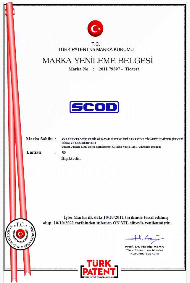 SCOD Marka Yenileme Belgesi