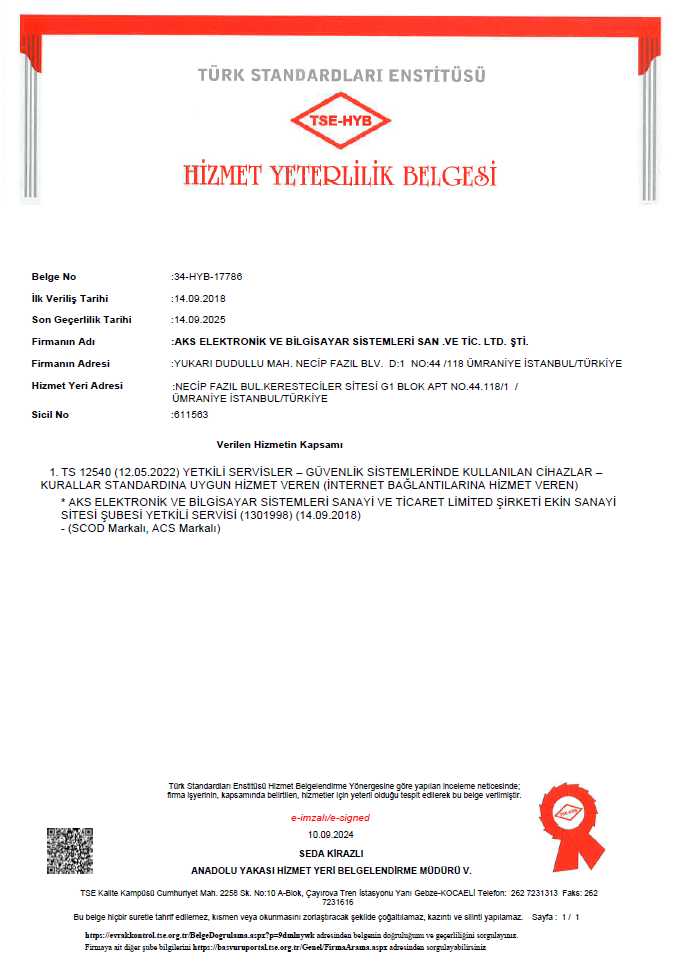 TSE Hizmet Yeterlilik Belgesi